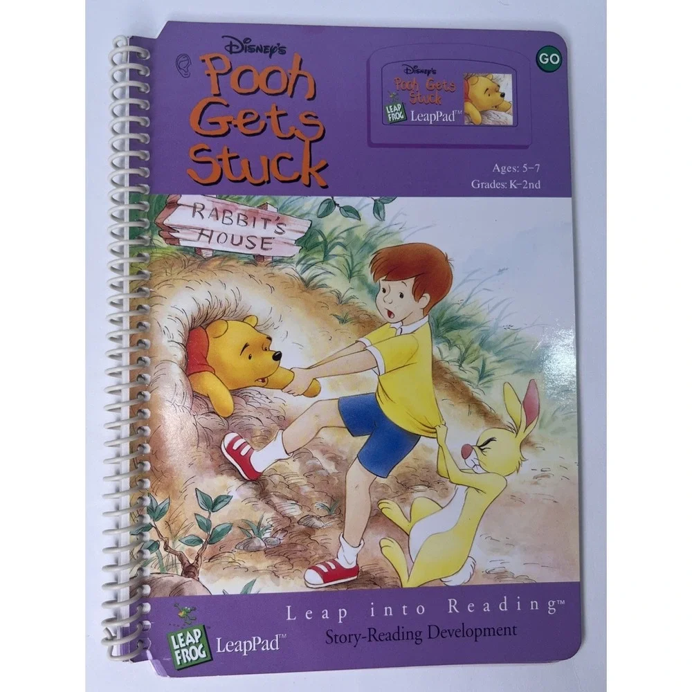 Vintage LeapFrog LeapPad Disney Pooh Gets Stuck Book & Cartridge Reading Set